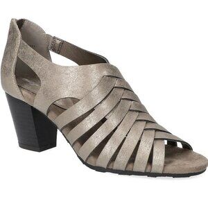 Easy Street Vanni Women’s Block Heel Sandals Size 8 Wide SILVER MSRP $85